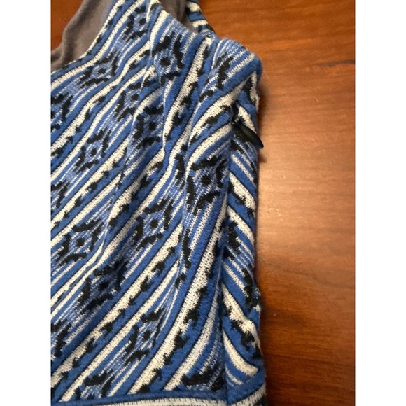 Maeve anthropologie dress size 0 blue tank cotton blend knit flare lazuli Aztec - Picture 8 of 13